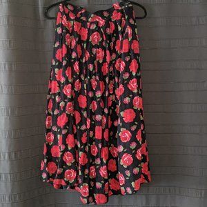 Vintage Rose Midi Skirt w Pockets and Belt Loops